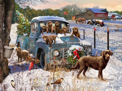 Vermont Christmas Company Christmas Puppies - obrázek puzzlí