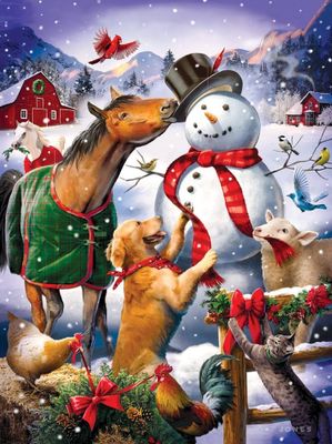 Bits and Pieces Christmas Barn Snowman - obrázek puzzlí