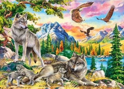 Castorland Wolf Family and Eagles - obrázek puzzlí