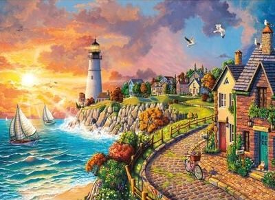 Corner Piece Lighthouse by the Sea - obrázek puzzlí
