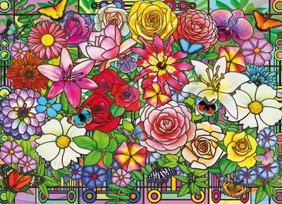 Corner Piece Tiffany Flowers - obrázek puzzlí