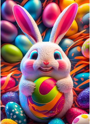 HuaDada Easter Bunny Hugs Eggs - obrázek puzzlí