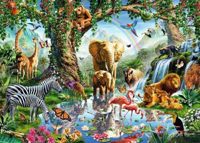 Papercity Puzzles African Wildlife - Jungle Lake - obrázek puzzlí