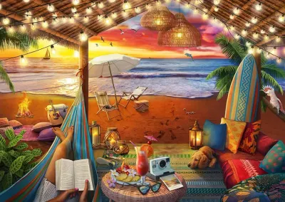 Ravensburger Cozy Cabana - Sunset on the Beach - obrázek puzzlí