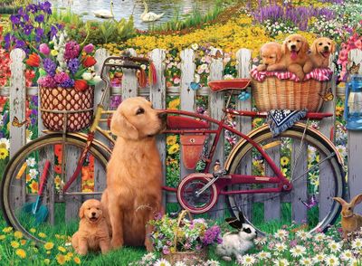 Ravensburger Cute Dogs in the Garden - obrázek puzzlí