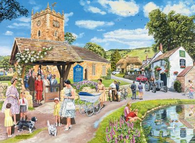 Ravensburger Happy Days No. 3 Countryside Nostalgia - Sunday Service - puzzle image