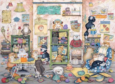 Ravensburger Crazy Cats Knit one Purrl one - puzzle image