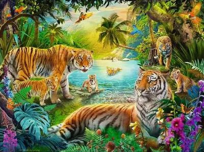 Ravensburger Tiger Family in the Oasis - puzzle image
