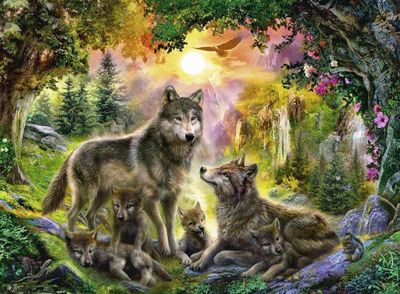 Ravensburger Wolf Family In Sunshine - image du puzzle