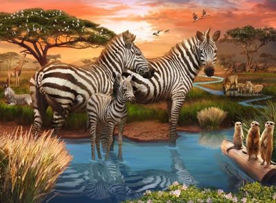 Ravensburger Zebras at the Waterhole - obrázek puzzlí