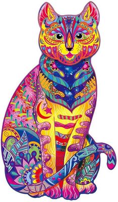 Wooden Puzzle Gradient Cat - パズル画像