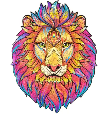 Wooden Puzzle Gradient Lion - Puzzlebild