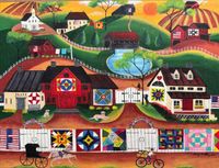 Milton Bradley Sunrise Colorful Country Quilt - puzzle image