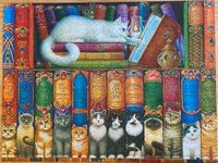 KI Puzzles (Karmin International) Cat Bookshelf III - obrázek puzzlí