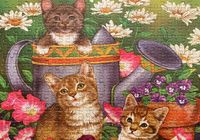 Jigsaw puzzle Kittens and a Watering Can - Puzzlebild