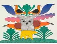 Pomegranate Owl at the Centre - puzzle image