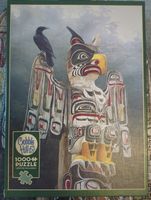 Cobble Hill Totem pole in the mist - puzzle image