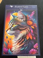 Bluebird Floral Cat - puzzle image