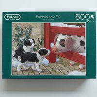 Falcon Puppies and pig - puzzle image
