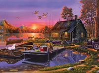 Milton Bradley Sunset Over a Busy Day - puzzle image