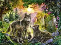Ravensburger Wolf family in the sunshine - obrázek puzzlí