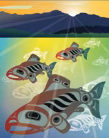 Indigenous Art Puzzle Salmon Fall Run - puzzle image