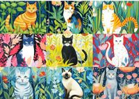 Edsjegn Cats and Flowers - puzzle image