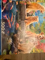 Ceaco Doggies at the Koi Pond - puzzle image
