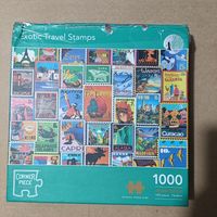 Corner Piece Exotic travel stamps - puzzle image