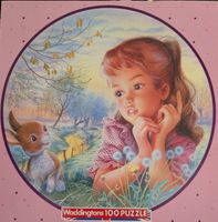 Waddingtons Girl and bunny - puzzle image