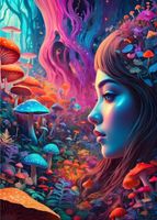 Bluebird Mushroom world - puzzle image
