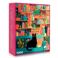 Final Piece Puzzles Coffee Cat Library - puzzle image