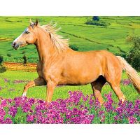 Cra-Z-Art Horse Running in a Field of Purple Flowers - puzzle image