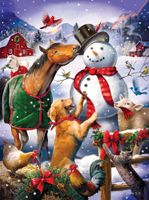 Bits and Pieces Christmas Barn Snowman - puzzle image