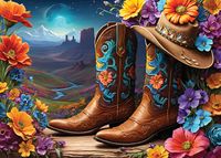 Bluebird Cowgirl and Boots - Far West Collection - obrázek puzzlí