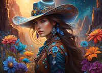 Bluebird Cowgirl and Boots - Far West Collection - obrázek puzzlí