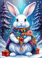 Bluebird Winter Bunny - puzzle image