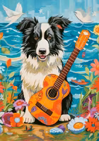 Castorland Collie, Guitar and the Sea - obrázek puzzlí