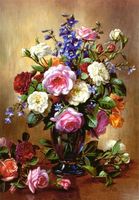 Castorland Roses in a Blue Vase - puzzle image