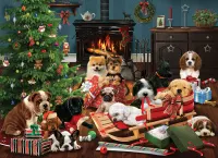 Cobble Hill Christmas Puppies - puzzle image
