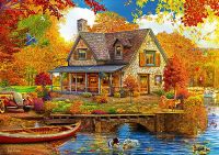 Corner Piece Autumnal Lake House - obrázek puzzlí