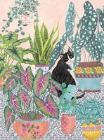 Corner Piece Cat and Plants - obrázek puzzlí