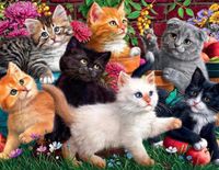 Corner Piece Kittens in Garden - puzzle image
