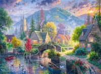 Corner Piece Village at Dusk - puzzle image