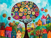 CraftHub Vibrant Village - Wooden Puzzle - puzzle image