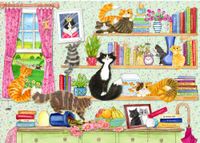 Gibsons Catastrophe Cottage - Cats on the Bookshelves - obrázek puzzlí