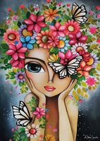 Magnolia Lady with Flowers - obrázek puzzlí