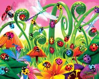 Masterpieces Glow in the Dark 4-Pack Purple: Ladybugs - puzzle image