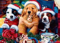 Masterpieces Sparkle & Shine - Santa Paws - puzzle image