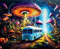Portland Puzzle Company Mushroom Bus - puzzle image